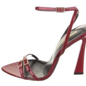 St Laurent crystal embellished patent leather red heels